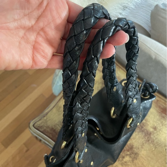 Michael Kors Black Leather Tote Shoulder Bag Woven - Picture 9 of 10